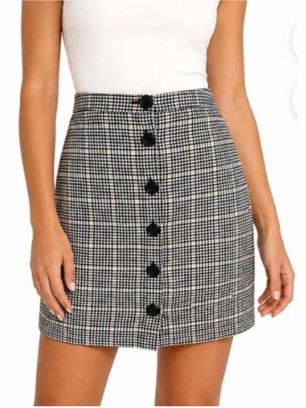 Abercrombie & Fitch Plaid Blue/Black/Brown Button Front Mini Skirt Y2K Preppy XS